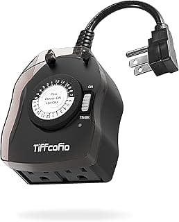 TiFFCOFiO Outdoor Timer Outlet, 24 Hour Mechanical Outdoor Timer for Pool Pump, Outdoor Light Timer Waterproof, 2 Grounded Outlets for Home and Garden, 15A 1/2HP, Heavy Duty, CSA Listed (1 Pack)