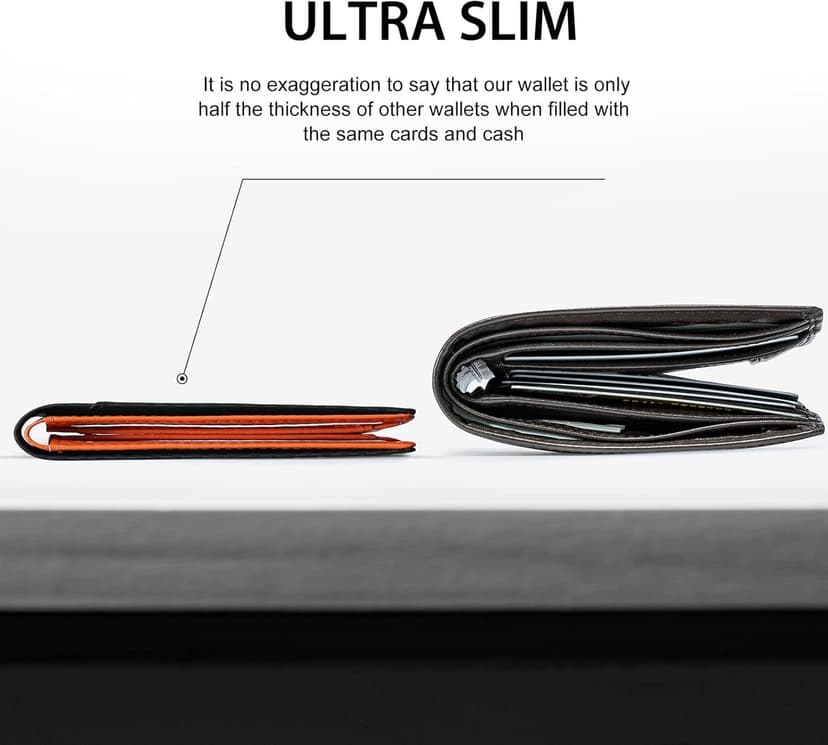 GSOIAX Slim Wallet for Men Rfid Blocking Leather Bifold Front Pocket Carbon Fiber Men's Money Clips Credit Card Holder With Gift Box B09P3QGR1D
