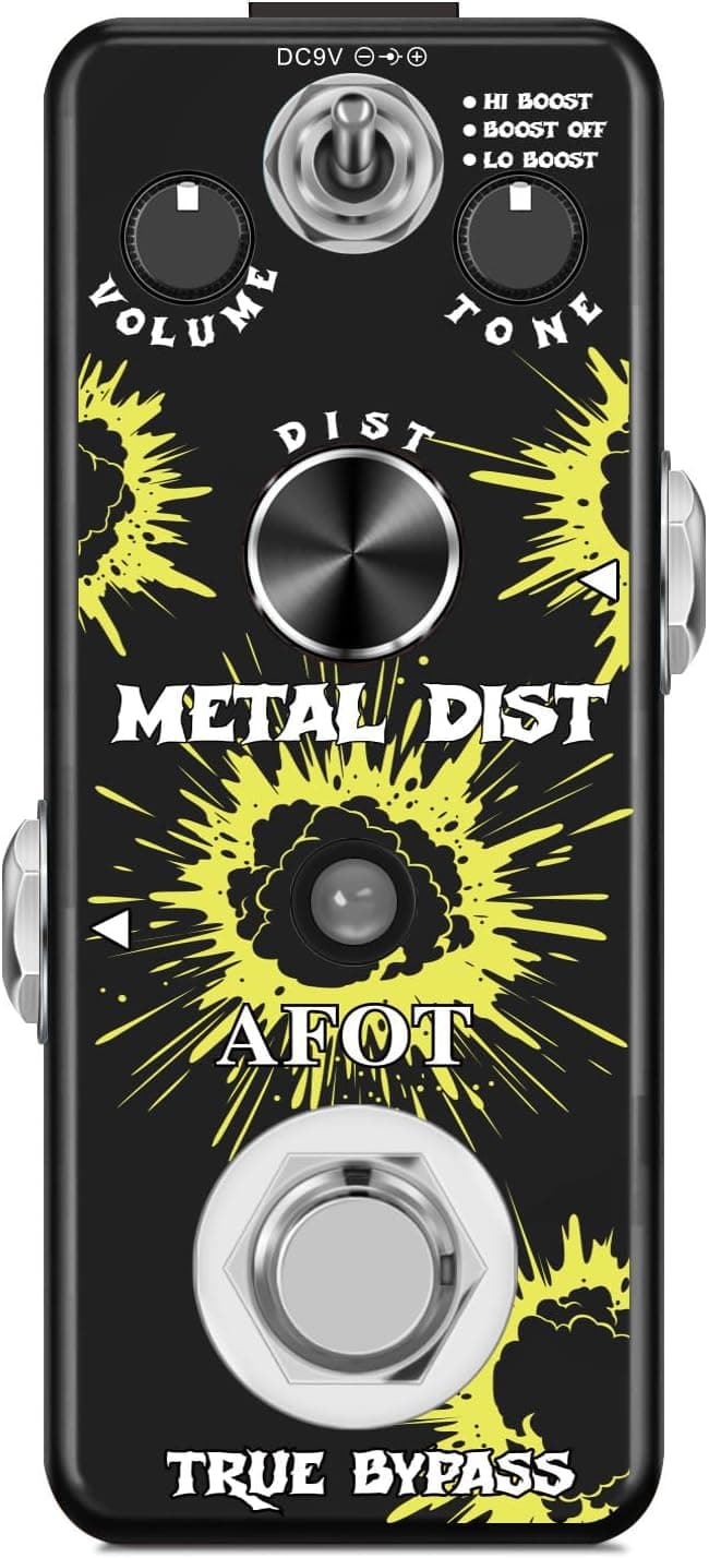 AFOT Vintage Distortion Pedal, Metal Distortion Pedal 3 Working Modes, Warm Smooth Wide Range of Vintage Distortion Sound, Mini Effect Pedal True Bypass