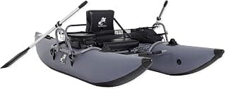 CADDIS Full Frame Pontoon Fishing Boat Made with Steel/Aluminum for 1 Person – 8/9 Foot Options, Lightweight with Motor Mount, Collapsible Frame and Reinforced Bladderless PVC Pontoons