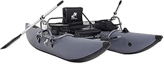 CADDIS Full Frame Pontoon Fishing Boat Made with Steel/Aluminum for 1 Person – 8/9 Foot Options, Lightweight with Motor Mount, Collapsible Frame and Reinforced Bladderless PVC Pontoons