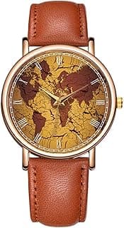 MINILUJIA Men Watch World Map Creative Starry Sky Roman Dial Watch Watches Unique Eyecatching Man Watches Soft Leather Band
