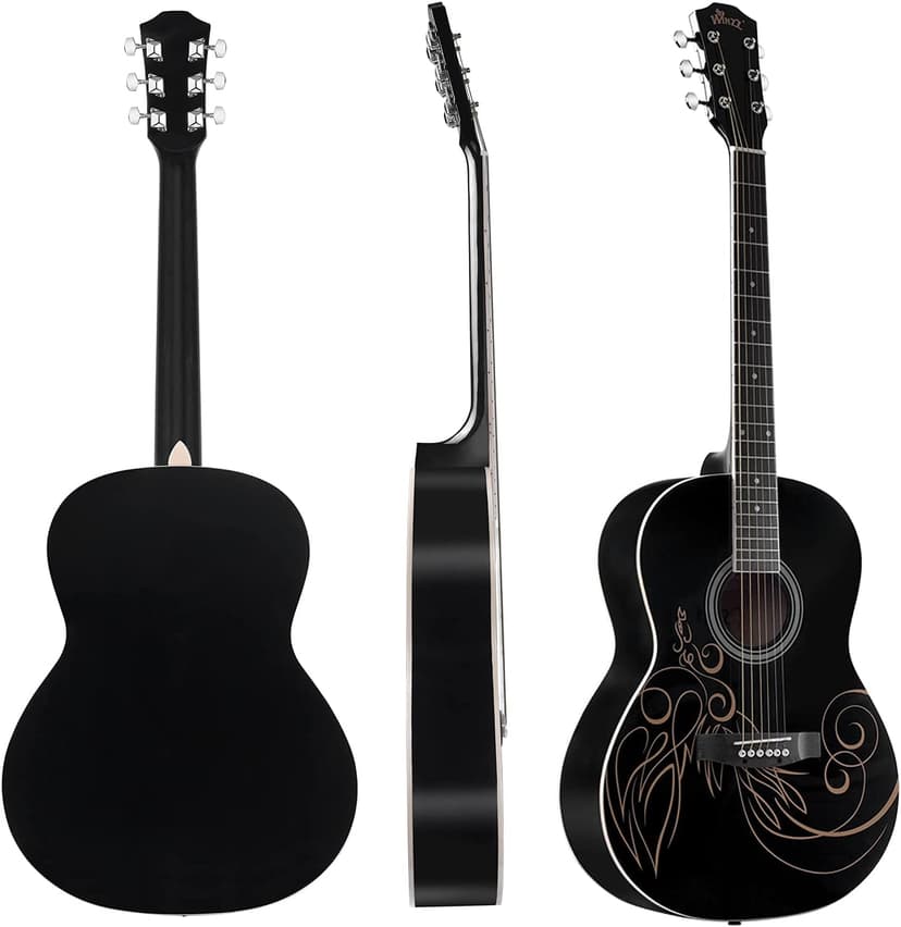 WINZZ AF227A 39 Inches Concert Acoustic Acustica Guitar with Full Kit, Delicate Vine