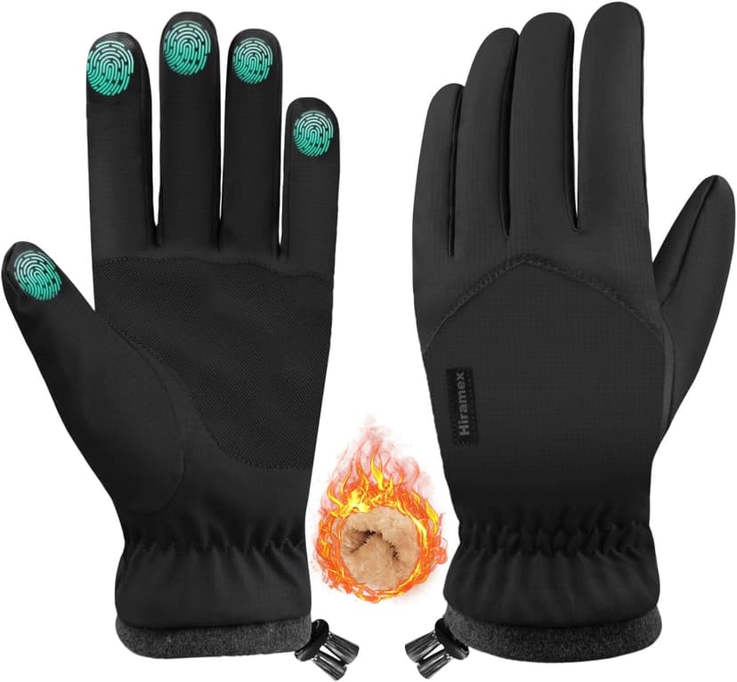 Hiramex Winter Waterproof Gloves Men Women, Windproof Warm Ski Gloves for Cold Weather, Touch Screen Snow Warm, Running Driving Cycling