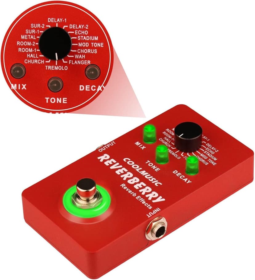 Coolmusic Multi Effects Pedal Digital Guitar Pedal with 16 Effects True Bypass