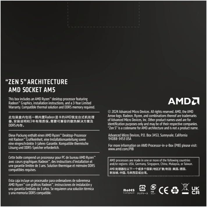 AMD Ryzen™ 5 9600X 6-Core, 12-Thread Unlocked Desktop Processor