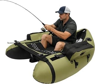 Inflatable Fishing Float Tube, Fishing Belly Boat with Boat Oar, Pump, Storage Bag, Adjustable Straps, Fishing Float Tube for Angling, 286.6LBS Load Capacity