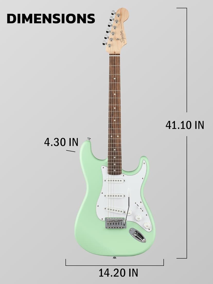 Fender Squier Stratocaster Electric Guitar - Surf Green Bundle with Amplifier, Gig Bag, Cable, Strap, Picks, and Austin Bazaar Instructional Video