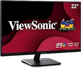 ViewSonic VA2256-MHD 22 Inch 1080p Monitor, IPS Display with FreeSync for Smooth Home and Office Viewing, HDMI, DisplayPort, and VGA Inputs