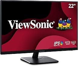 ViewSonic VA2256-MHD 22 Inch 1080p Monitor, IPS Display with FreeSync for Smooth Home and Office Viewing, HDMI, DisplayPort, and VGA Inputs