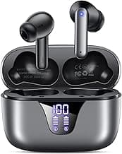 Nequga Wireless Earbuds Bluetooth Headphones, 50H Playtime Ear Buds with Mic, LED Digital Display Charging Case, IPX7 Waterproof, Deep Bass Stereo, in-Ear Earphone for iPhone Andriod Phone