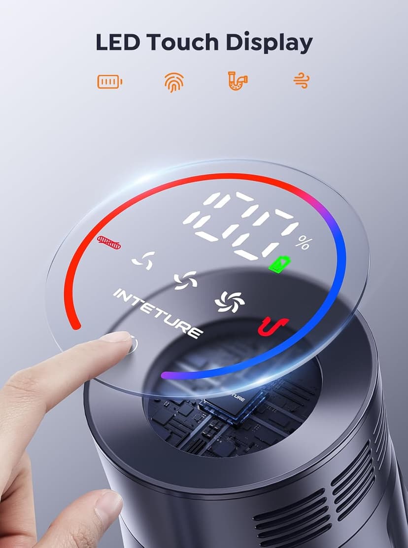 Cordless Vacuum Cleaner, 600W 50Kpa 65Mins Vacuum Cleaners for Home, Self-Standing Stick Vacuum with Touch Screen & Wall Charging Station for Hard Floor Carpet Pet