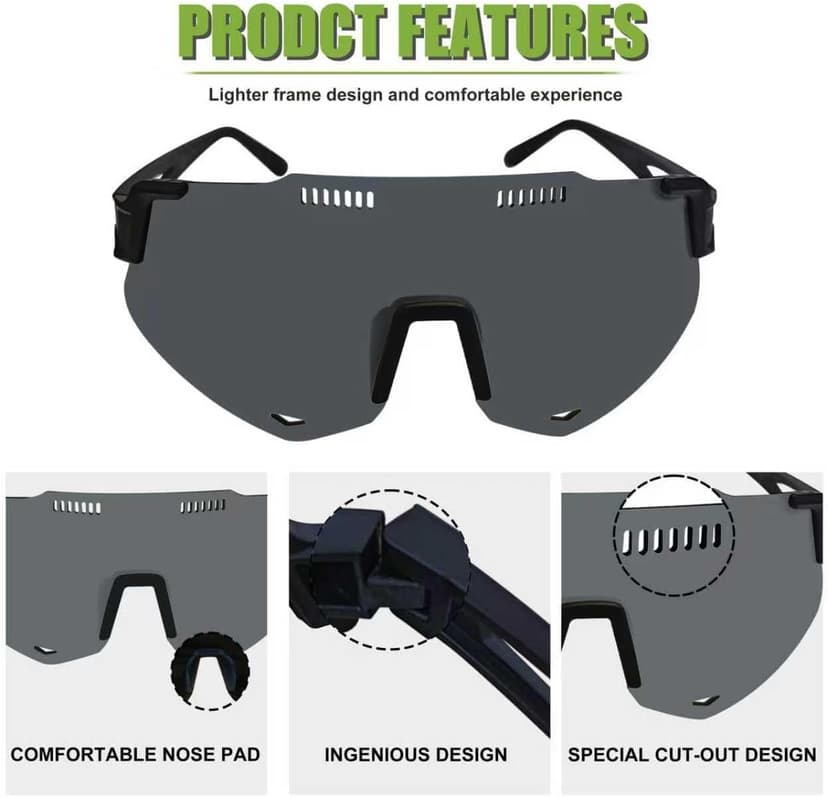 TURVSTPC Sport Running Sunglasses for Women Men, Professional Cycling Glasses Mens Sunglasses Wrap Around Uv400 Protection