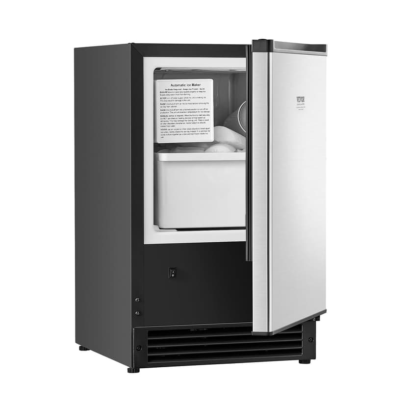 VEVOR Undercounter Built-in Ice Maker, 15 Lbs/Day Under Counter Ice Maker Machine with Reversible Door Stainless Steel, Freestanding Ice Maker for Commercial Home Kitchen, No Drain Required