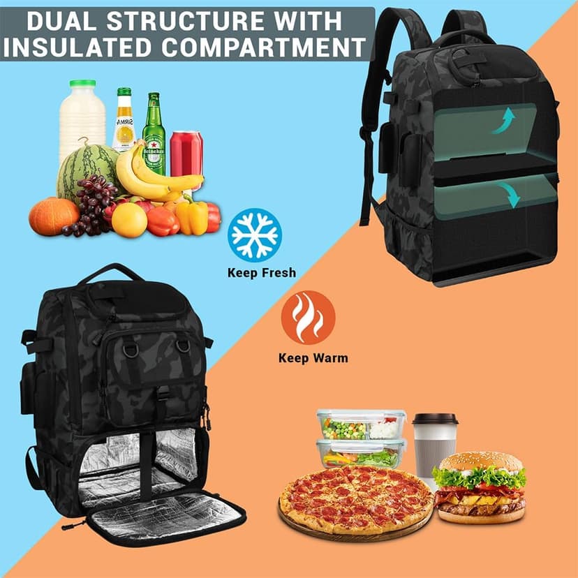 onedayHI Fishing Backpack with Rod Holders,40L Large Water-resistant Fishing Tackle Bag with Cooler,Tackle Box Backpack