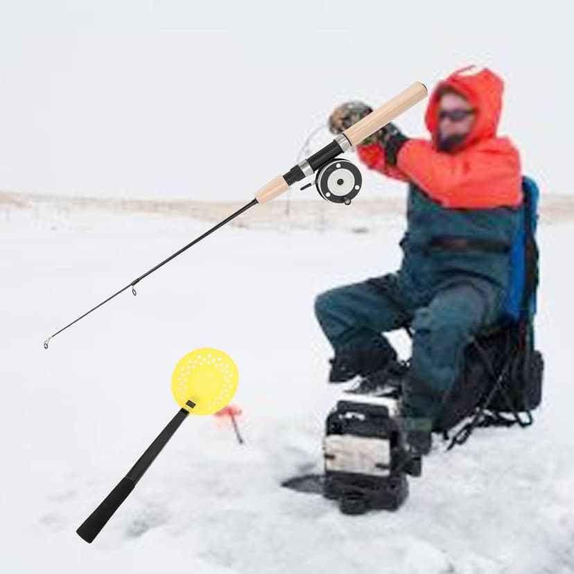 Fockety Ice Fishing Rod and Reel Combo, 29.5 inch Ultralight Spinning Ice Fishing Combos, High Visibility Ice Fishing Pole Ice Fishing Gear for Walleye, Perch, Panfish and Trout