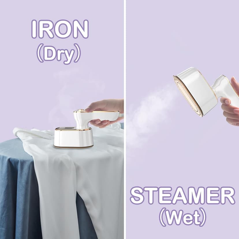 Travel Steamer Iron for Clothes Mini - Portable Ironing Machine Travel Small Size Portable Steamer Travel College Dorm Home Essentials (White)