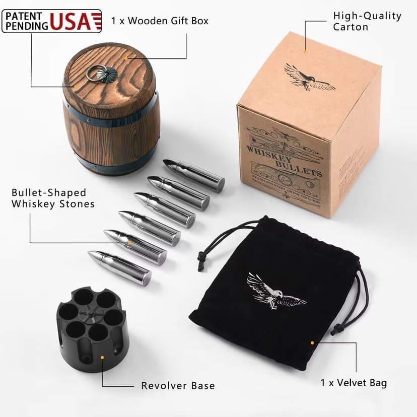 Gifts for Men Dad, Whiskey Stones, Him Husband Boyfriend Gifts for Birthday Anniversary Christmas, Unique Wedding Housewarming Gifts for Men Who Have Everything, Cool Stuff Gadgets for Dad Grandpa