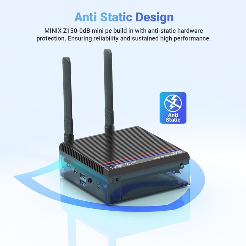 MINIX Z150-0dB Fanless Mini PC, Intel N150 (Upgraded N100), 16GB DDR4/512GB PCIe Gen3 x 4 SSD/4K Dual Display/2.5G LAN/USB-C/Windows 11 Pro/Auto Power On, for Home Office Industrial and Commercial