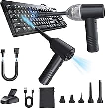 Compressed Air Duster Electric Computer Vacuum Cleaner for Keyboard Duster Cleaning Dust Vacuum Cordless Canned Air 11000PA Mini Car Vacuum PC Air Blower for Office Home (Dustbin-Gray)