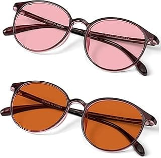BRADDELL Indoor FL-41 Rose & Outdoor FL-60 Brown Tinted Migraine Light Sensitivity Glasses for Fluorescent LED Glare, Photophobia and Concussion (MEDIUM)