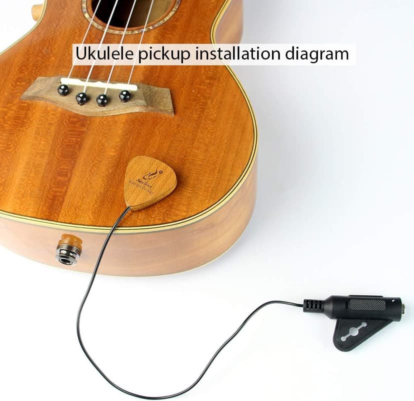 Adeline Ukulele pickup transducer, It's suitable for Classical Acoustic Guitar Violin Viola Banjo Mandolin Ukulele Uke Cello， can "eq" the sound with placement front,side,back etc. (Heart)