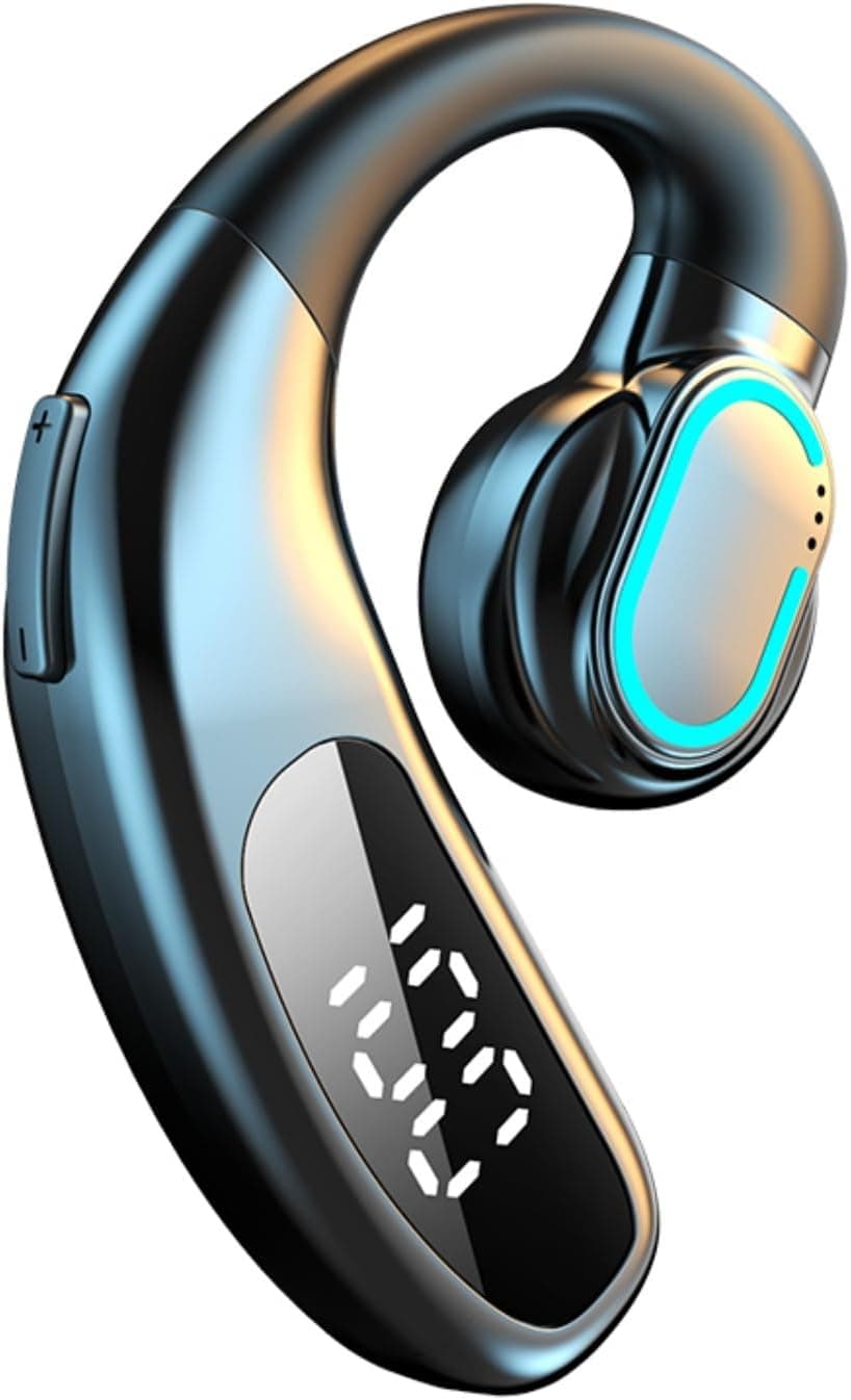 SZHYHTIKI Bluetooth Single Headset,180° Rotatable Open Ear Wirless Earbud,36H Playtime Bluetooth 5.5 Earpiece,IPX5 Waterproof,LED Display Power Earphone for Business/Office/Driving/Sporting