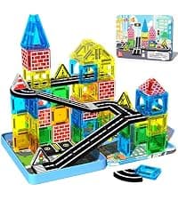 Magnetic Tiles - Road Set, Magnetic Building Blocks, Preschool Montessori Toys Gift for 3+ Year Old Boys and Girls, Sensory Christmas Toys for Kids Aged 3-5 and 4-8, Ideas for Toddler with Autism
