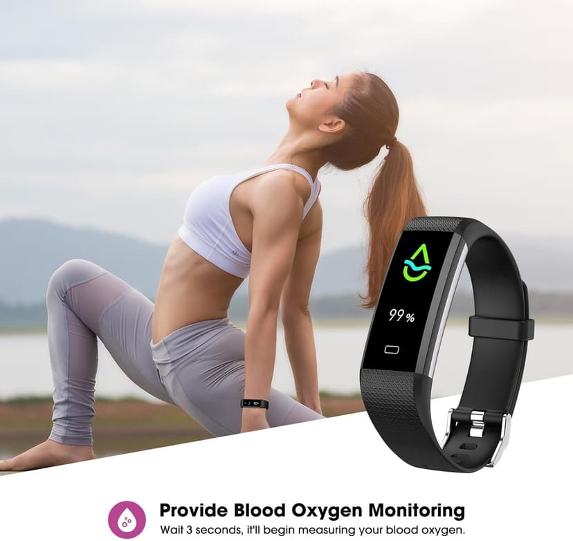 Fitness Tracker with Heart Rate Blood Oxygen Monitor, Activity Tracker Sleep Monitor Health Tracker, Smart Watch Pedometer Step Calories Counter, Fitness Watches for Men Women