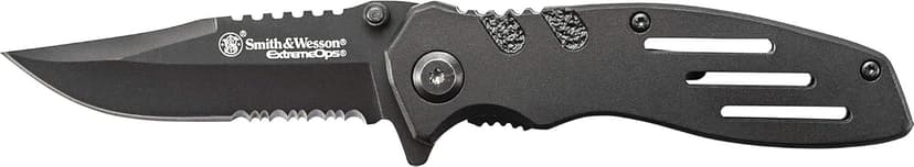 Smith & Wesson Accessories Extreme Ops SWA24S 7.1in S.S. Folding Knife with 3.1in Serrated Clip Point Blade and Aluminum Handle for Outdoor