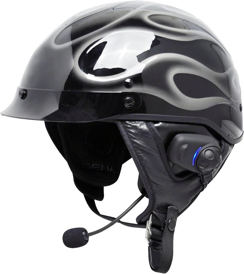 Sena SPH10H-FM-01 Motorcycle Bluetooth Stereo Headset and Intercom with Built-in FM Tuner for Half Helmets, Black