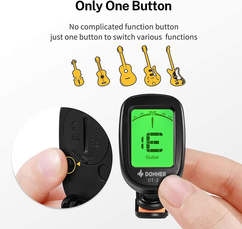 Donner Guitar Tuner Clip on-Accurate Chromatic,Acoustic Guitar Bass Violin Ukulele Tuner DT-2