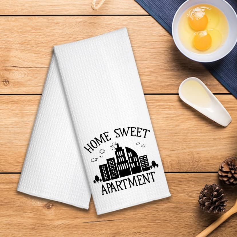 Hafhue Home Sweet Apartment Kitchen Towels, Funny Kitchen Towels, Microfiber White Towel, Sweet Housewarming Gifts, New Apartment Present, for Mom Aunt Neighbor