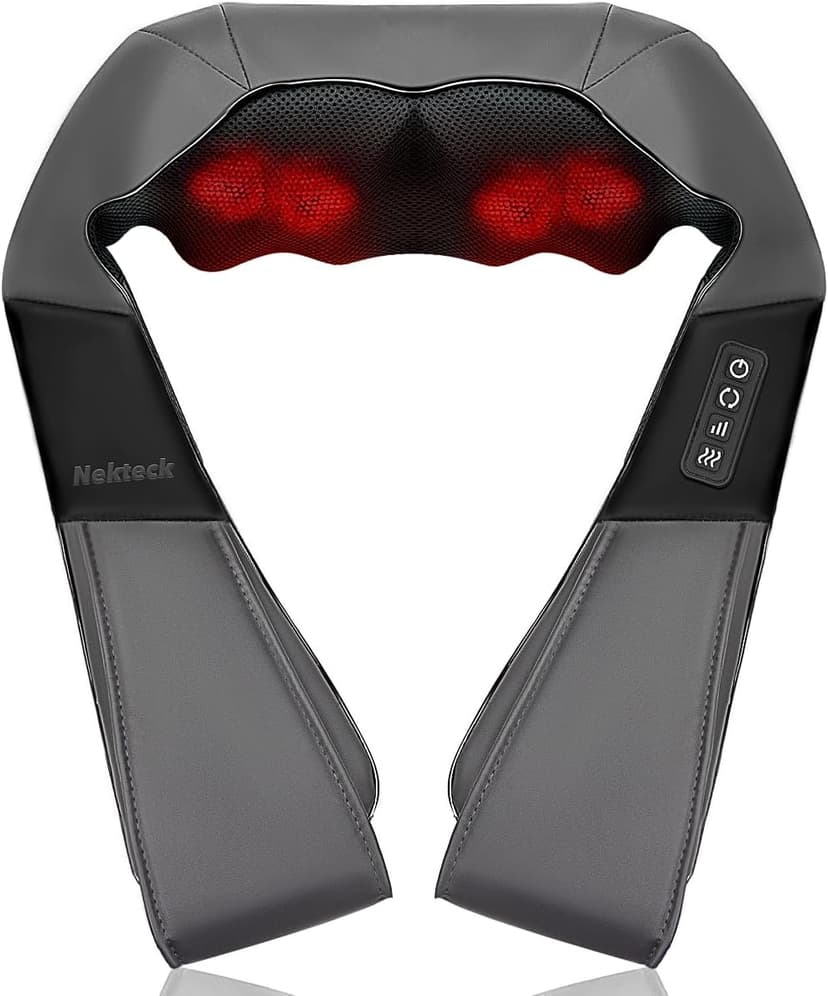 Nekteck Shiatsu Neck and Back Massager with Soothing Heat, Shoulder Massager for Pain Relief Deep Tissue, Electric 3D Kneading Massage Tools for Leg Body Muscle, Corded Power, Gifts for Him Her