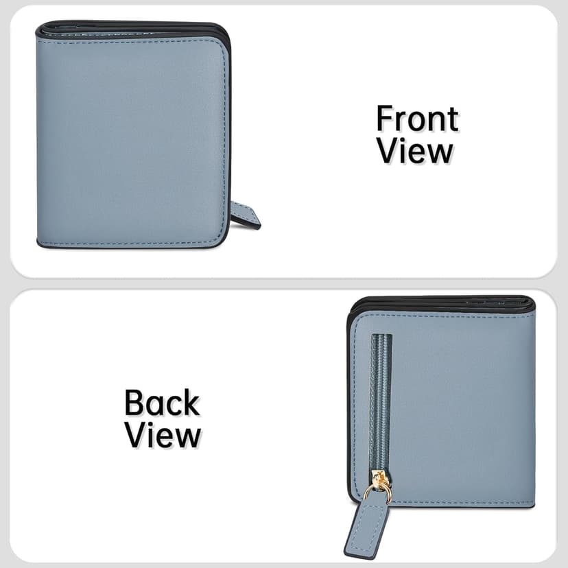 Toughergun Women’s Small Slim Leather Wallet with RFID Protection, Compact Bifold Mini Purse with Clear ID Window