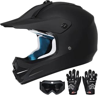Youth Dirt Bike Helmet DOT Certified - Full Face Motorcycle Helmet for Off-Road, ATV, Street Riding, Includes Adjustable Goggles & Protective Gloves