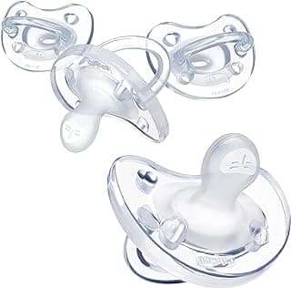 Chicco PhysioForma Silicone Orthondontic Pacifier, 0-6m | 100% Soft Silicone | Supports Breathing & Oral Development | Satin-Textured Nipple | Includes Sterilizing Case | BPA Free | Clear, 4pk