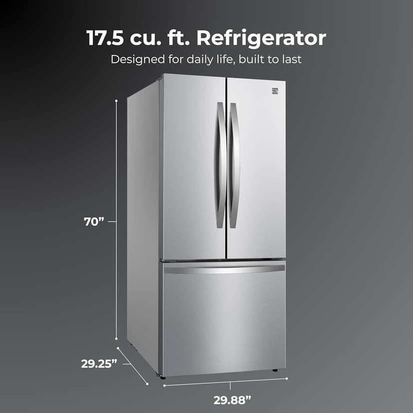 Kenmore 4675525 30' French Door Refrigerator with Freezer - Accela Chill, Ice Maker, Adjustable Glass Shelves, ENERGY STAR Certified, 17.5 cu. ft. Capacity - Fingerprint Resistant Stainless Steel