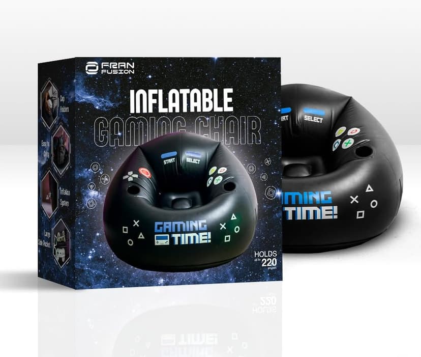 Inflatable Gaming Chair for Kids & Teens with Cup Holders and Side Pocket - This Air Gaming Bean Bag Chairs for kids is The Perfect Furniture for Gamer Room Decor - Perfect Gaming Stuff for boys 4-12