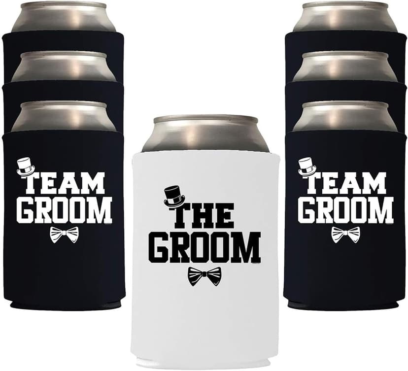 The Groom And Team Groom Can Coolie Holder Bachelor Party Decorations Bachelor Party Favors Bachelor Party Accessories Wedding Favors Gift For Groom Groomsmans Proposal Gifts Black White B08CHMD5PM