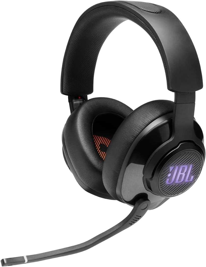 JBL Quantum 400 - USB over-ear gaming headset with game-chat balance dial, JBL QuantumSURROUND and DTS, Voice focus directional flip-up mic and memory foam ear cushions (Black)