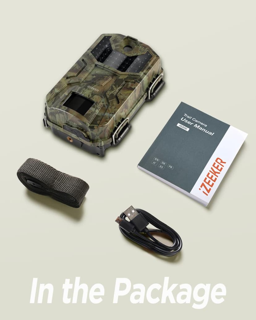 iZEEKER Trail Camera, HD Game Camera with 940nm No Glow Night Vision Motion Activated 0.2s Trigger Time, Hunting Camera No WiFi, IP66 Waterproof for Wildlife Monitoring Outdoor Security Deer Scouting