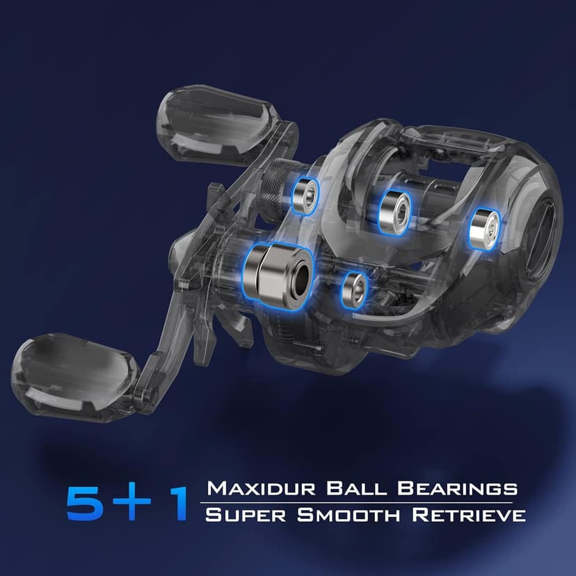 KastKing Centron Lite Baitcasting Fishing Reel – Lightweight, Glass Fiber Infused Nylon Frame – 7.6 OZ – 5 + 1 Anti-Reverse Ball Bearings, 7.1:1 High-Speed Gear Ratio Fishing Reel with Compact Design