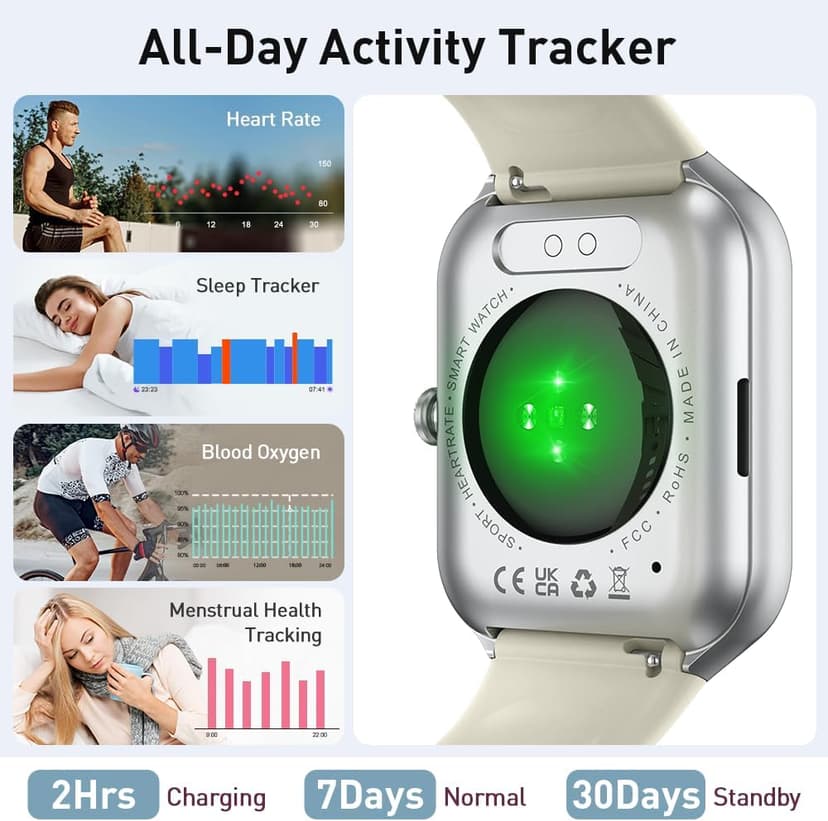 Smart Watch(Answer/Make Call), 1.96" HD Smartwatch for Men Women, 2025 Fitness Watch with 110+ Sport Modes/Heart Rate/Sleep Monitor/Pedometer, IP68 Waterproof Fitness Activity Tracker for Android iOS