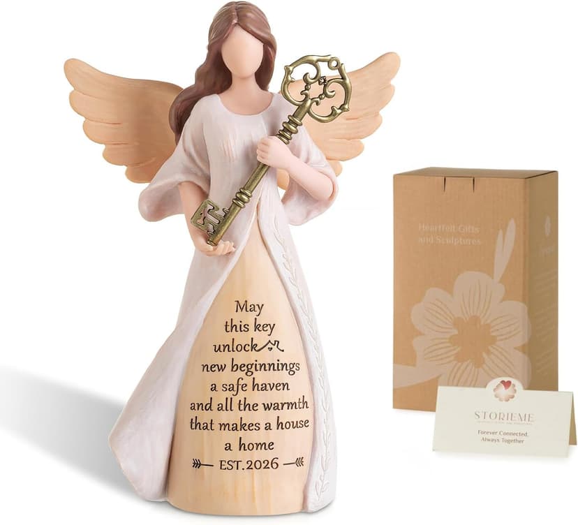 Handmade Resin with Gift-ready Package, Perfect Entryway Table Decor Symbolizing New Beginnings for Homeowner Women Friend Storieme Housewarming Angel Figurine, House Warming Gifts New Home B0G7Y6LMG4