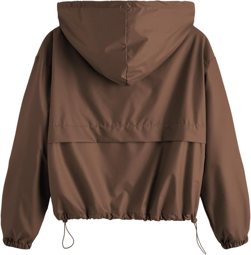 Verdusa Women's Zip Up Lightweight Windbreaker Jacket Sport Casual Workout Hoodie Outerwear with Pockets Rainy Day Outfits