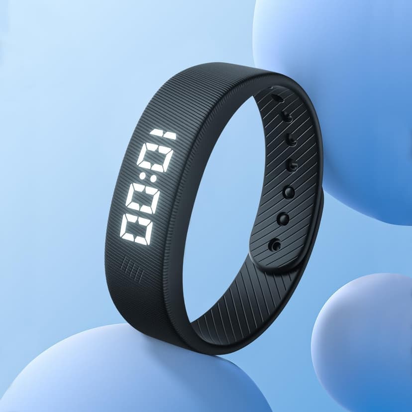 Gosasa Lightweight LED Digital Sport Watch Waterproof Fitness Tracker with Calorie Counter, Pedometer, Vibrating Alarm, USB Rechargeable Silicone Wristband for Men Women (Black)