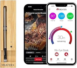 MEATER Plus: Smart Bluetooth Wireless Meat Thermometer Digital | BBQ, Grill, Oven, Smoker, Air Fryer, Kitchen | Perfect for Steak, Chicken, Turkey, and More | Delicious Recipes in App