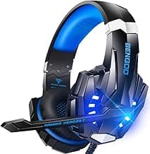 BENGOO G9000 Stereo Gaming Headset for PS4 PC Xbox One PS5 Controller, Noise Cancelling Over Ear Headphones with Mic, LED Light, 7.1 Surround Sound, Soft Memory Earmuffs for Nintendo Xbox Series X|S
