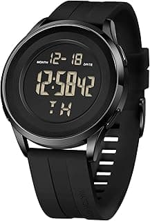 COSSINIGE Mens Digital Waterproof Military Watch for Men Black Dive Tactical Sports Minimalist Ultra-Thin Wrist Watch